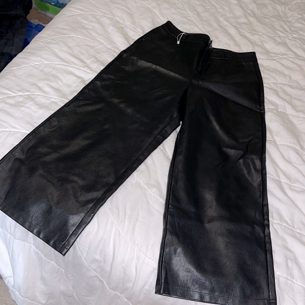 Wide Leg Leather Pants